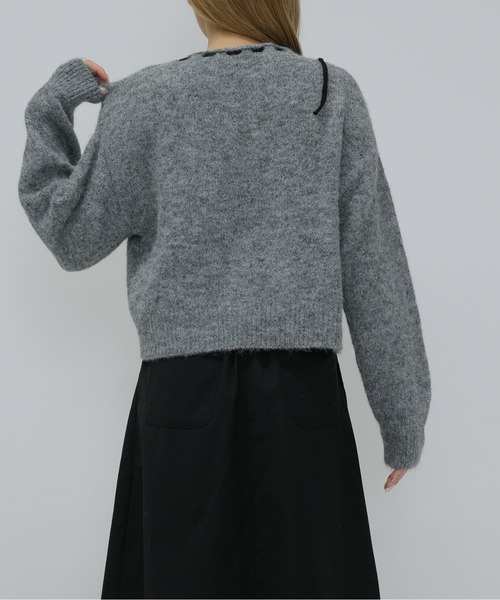 Enewd nina（エニュードニーナ）の「ボートネック風リボン編み上げニット（ニット/セーター・レディース・ブラック/グレー・FREE）」の13枚目の写真