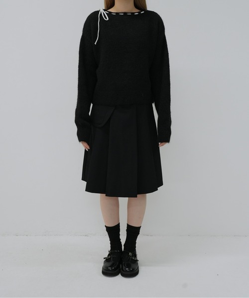 Enewd nina（エニュードニーナ）の「ボートネック風リボン編み上げニット（ニット/セーター・レディース・ブラック/グレー・FREE）」の22枚目の写真