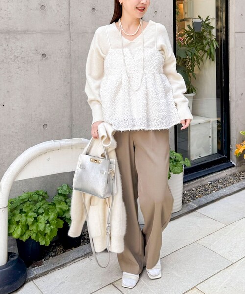 NOLLEY’S Sophi（ノーリーズソフィ）の「ウォッシャブル強撚ツイルワイドパンツ（その他パンツ・レディース・カーキ/ブラック/オフホワイト・36/34/38）」の8枚目の写真