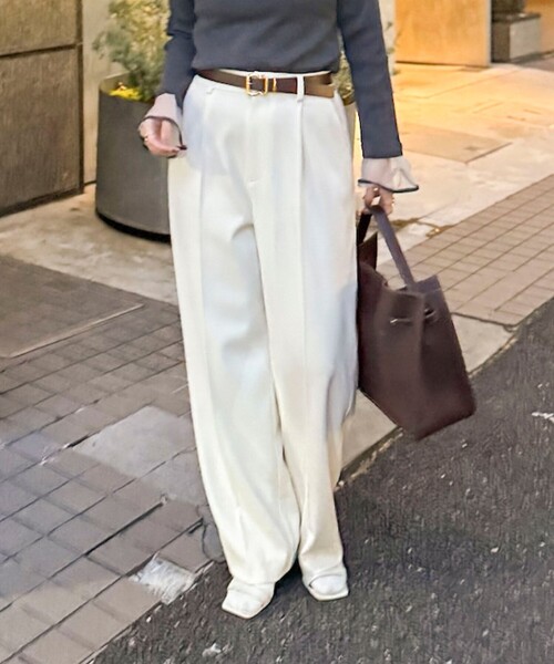 NOLLEY’S Sophi（ノーリーズソフィ）の「ウォッシャブル強撚ツイルワイドパンツ（その他パンツ・レディース・カーキ/ブラック/オフホワイト・36/34/38）」の20枚目の写真