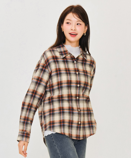 CHASECULT(チェイスカルト)の「レディース フランネルチェックシャツ - アイボリー(シャツ/ブラウス・レディース・オートミール・90/85)」の3枚目の写真