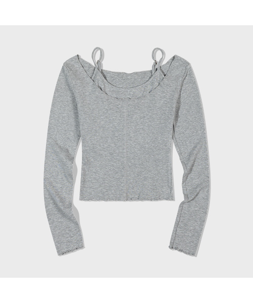 MOAA(モア)の「Layered Squar Neck Top (GRAY) inner set(Tシャツ/カットソー・レディース・その他・SMALL/MEDIUM)」の3枚目の写真