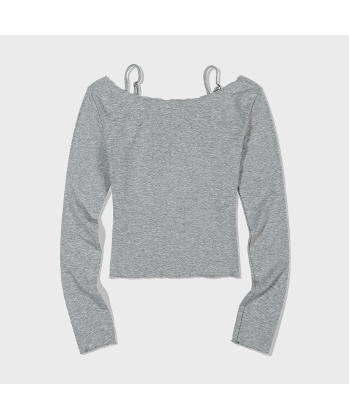 MOAA(モア)の「Layered Squar Neck Top (GRAY) inner set(Tシャツ/カットソー・レディース・その他・SMALL/MEDIUM)」の4枚目の写真