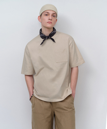 ヘビウェイトリラックスクルーネックポケットTシャツ[ダスティクリーム]