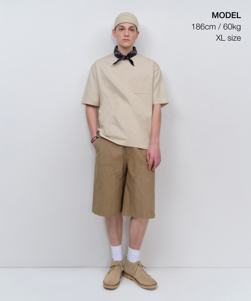 MUSINSA STANDARD（ムシンサスタンダード）の「ヘビウェイトリラックスクルーネックポケットTシャツ[ダスティクリーム]（Tシャツ/カットソー・メンズ・その他・SMALL/MEDIUM/LARGE/X-LARGE/XXX-LARGE/XX-LARGE）」の2枚目の写真