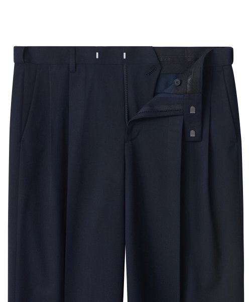 MUSINSA STANDARD（ムシンサスタンダード）の「スーパーワイドヒドゥンバンディングスラックス[ネイビー]（スラックス・メンズ・その他・26/27/28/29/36/34/32/30/31/33/40/38/42）」の3枚目の写真