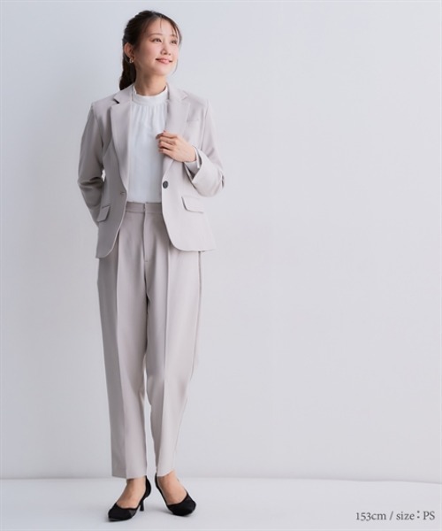 Petitjo（プッチージョ）の「小さいサイズ　【レディーススーツ】テーラードジャケット（セットアップ対応・上下別売り）　低身長さん・小柄女性（テーラードジャケット・レディース・ブラック/グレイッシュベージュ/ネイビー・PL/PM/PS/PSS）」の4枚目の写真