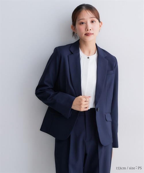 Petitjo（プッチージョ）の「小さいサイズ　【レディーススーツ】テーラードジャケット（セットアップ対応・上下別売り）　低身長さん・小柄女性（テーラードジャケット・レディース・ブラック/グレイッシュベージュ/ネイビー・PL/PM/PS/PSS）」の12枚目の写真