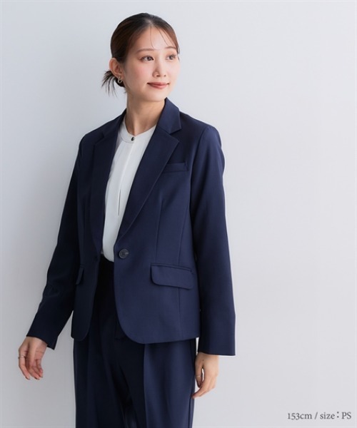 Petitjo（プッチージョ）の「小さいサイズ　【レディーススーツ】テーラードジャケット（セットアップ対応・上下別売り）　低身長さん・小柄女性（テーラードジャケット・レディース・ブラック/グレイッシュベージュ/ネイビー・PL/PM/PS/PSS）」の11枚目の写真