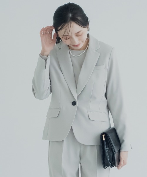 Petitjo（プッチージョ）の「小さいサイズ　【レディーススーツ】テーラードジャケット（セットアップ対応・上下別売り）　低身長さん・小柄女性（テーラードジャケット・レディース・ブラック/グレイッシュベージュ/ネイビー・PL/PM/PS/PSS）」の22枚目の写真