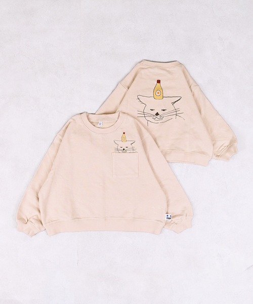MARKEY'S(マーキーズ)の「ポケットひょっこりトレーナー(スウェット・キッズ・ベージュ/レッド/ブルー/オフホワイト・80/90/95/100/110/120/130/140/150)」の2枚目の写真