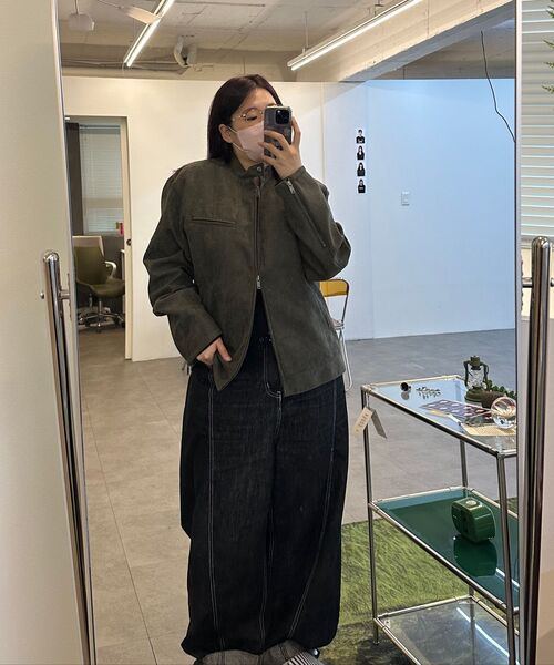 MUSINSA STANDARD（ムシンサスタンダード）の「シンセティックスエードレーサージャケット [ダスティカーキ]（ライダースジャケット・メンズ・その他・XX-LARGE/MEDIUM/LARGE/X-LARGE）」の10枚目の写真