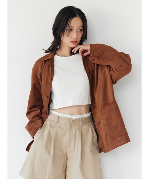 Ungrid(アングリッド)の「フェイクスウェードジャケット(テーラードジャケット・レディース・アイボリー/イエロー/ブラウン・FREE)」の3枚目の写真