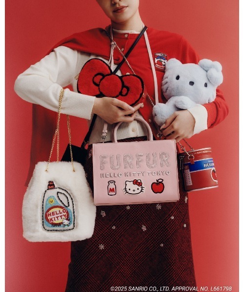 FURFUR(ファーファー)の「HELLO KITTYエコファーショルダーバッグ(ショルダーバッグ・レディース・アイボリー/ライトグレー/ピンク・F)」の5枚目の写真