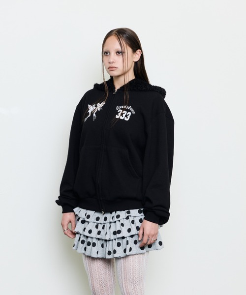 LUVISTRUE（ラヴイズトゥルー）の「EV FAIRY FUR HOOD ZIP UP（パーカー・レディース・ブラック/ベージュ/バーガンディー・FREE）」の13枚目の写真
