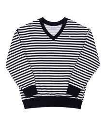 SELITIO（セレティオ）の「オーバーサイズVネックスウェットシャツストライプ（スウェット）」