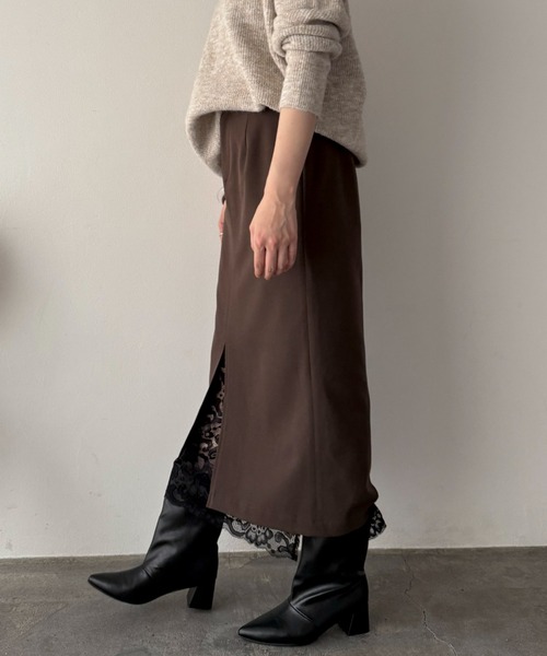 Doux archives(ドゥアルシーヴ)の「裾レースタイトスカート(スカート・レディース・ベージュ/ブラウン/グレー・SMALL/MEDIUM)」の17枚目の写真