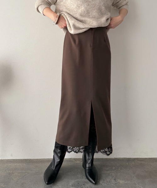 Doux archives(ドゥアルシーヴ)の「裾レースタイトスカート(スカート・レディース・ベージュ/ブラウン/グレー・SMALL/MEDIUM)」の15枚目の写真