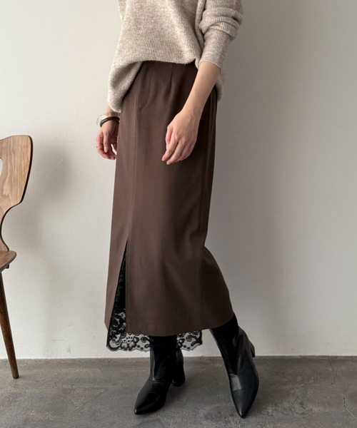 Doux archives(ドゥアルシーヴ)の「裾レースタイトスカート(スカート・レディース・ベージュ/ブラウン/グレー・SMALL/MEDIUM)」の16枚目の写真