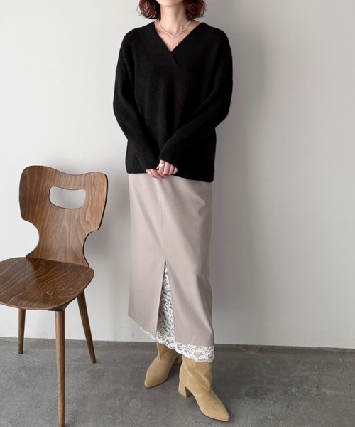 Doux archives(ドゥアルシーヴ)の「裾レースタイトスカート(スカート・レディース・ベージュ/ブラウン/グレー・SMALL/MEDIUM)」の21枚目の写真