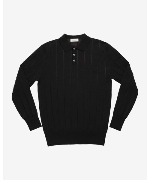 Reverse Combination Polo Knit (Black)