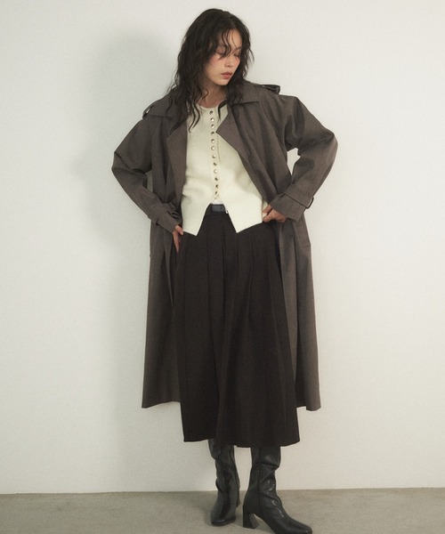 Shelly island（シェリーアイランド）の「ロングトレンチコート（トレンチコート・レディース・ベージュ/ブラック/グレー・FREE）」の22枚目の写真