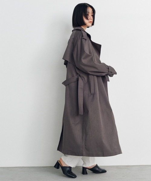 Shelly island（シェリーアイランド）の「ロングトレンチコート（トレンチコート・レディース・ベージュ/ブラック/グレー・FREE）」の10枚目の写真