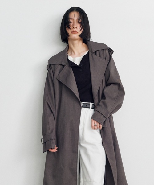 Shelly island（シェリーアイランド）の「ロングトレンチコート（トレンチコート・レディース・ベージュ/ブラック/グレー・FREE）」の12枚目の写真