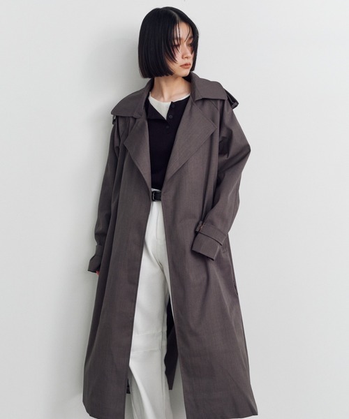 Shelly island（シェリーアイランド）の「ロングトレンチコート（トレンチコート・レディース・ベージュ/ブラック/グレー・FREE）」の5枚目の写真