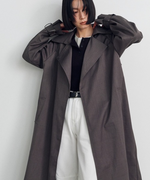 Shelly island（シェリーアイランド）の「ロングトレンチコート（トレンチコート・レディース・ベージュ/ブラック/グレー・FREE）」の4枚目の写真