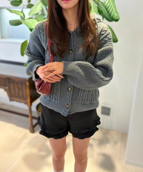 mebole(メボレ)の「Cozy Hood Cardigan(カーディガン/ボレロ・レディース・グレー/ブルー/ブラウン・FREE)」の7枚目の写真