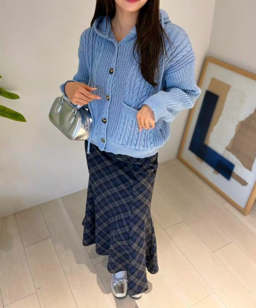 mebole(メボレ)の「Cozy Hood Cardigan(カーディガン/ボレロ・レディース・グレー/ブルー/ブラウン・FREE)」の17枚目の写真