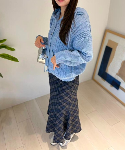 mebole(メボレ)の「Cozy Hood Cardigan(カーディガン/ボレロ・レディース・グレー/ブルー/ブラウン・FREE)」の18枚目の写真