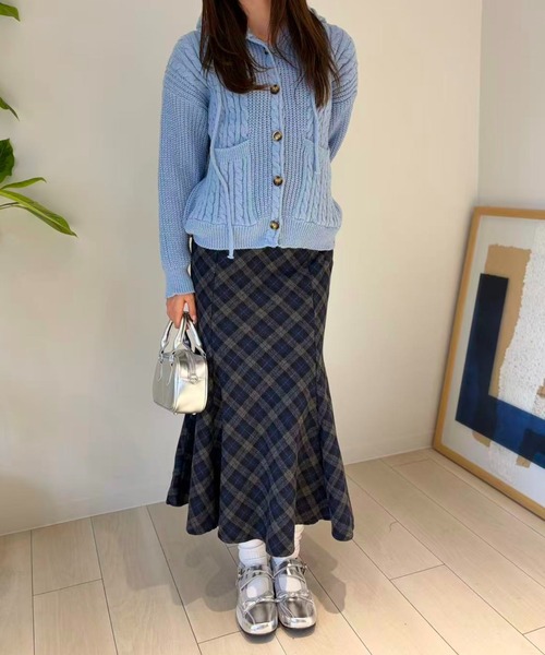 mebole(メボレ)の「Cozy Hood Cardigan(カーディガン/ボレロ・レディース・グレー/ブルー/ブラウン・FREE)」の15枚目の写真