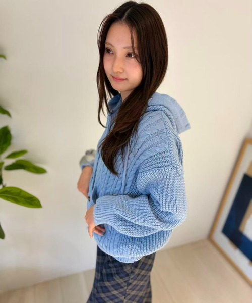mebole(メボレ)の「Cozy Hood Cardigan(カーディガン/ボレロ・レディース・グレー/ブルー/ブラウン・FREE)」の10枚目の写真