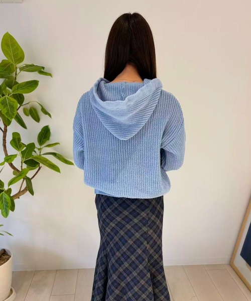 mebole(メボレ)の「Cozy Hood Cardigan(カーディガン/ボレロ・レディース・グレー/ブルー/ブラウン・FREE)」の19枚目の写真