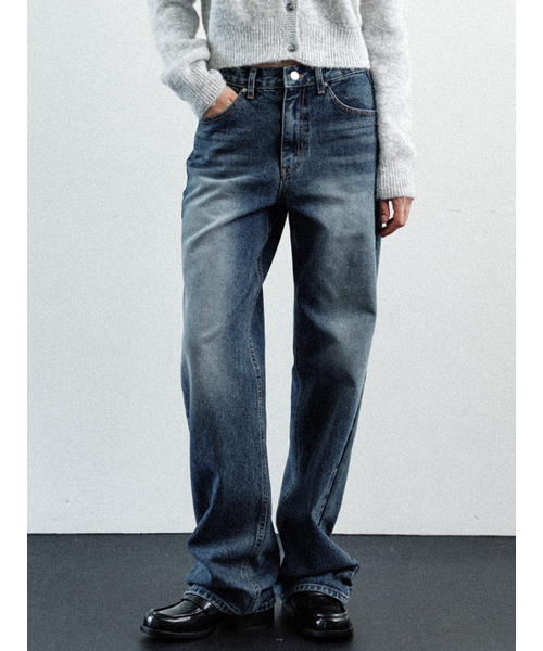 le(ル)の「mid blue straight denim pants (blue)(デニムパンツ・レディース・その他・LARGE/SMALL/MEDIUM)」の1枚目の写真
