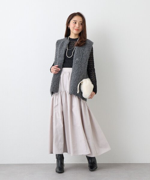 un dix cors（アンディコール）の「《大人可愛い◎》ストレッチレースハイネックプルオーバー（Tシャツ/カットソー・レディース・ブラック/モカ/アイボリー・FREE）」の11枚目の写真