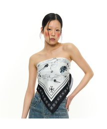 JOMO Motif Square Scarf _ White