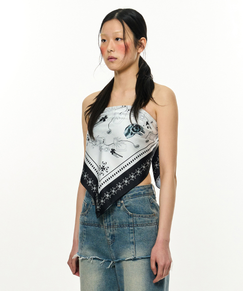 KIMZISU（キムジス）の「JOMO Motif Square Scarf _ White（その他トップス・レディース・ホワイト・OS）」の10枚目の写真