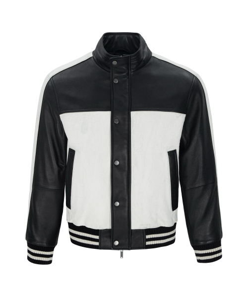 UNGIMMICK(アンジミック)の「GARMENT WASHED NAPPA LEATHER RACER JACKET (BLACK&CREAM / LAMBSKIN)(ライダースジャケット・メンズ・その他・MEDIUM/LARGE)」の1枚目の写真