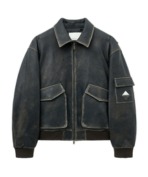 UNGIMMICK（アンジミック）の「MILITARY FLIGHT LEATHER JACKET (GRAY / LAMBSKIN)（ライダースジャケット）」