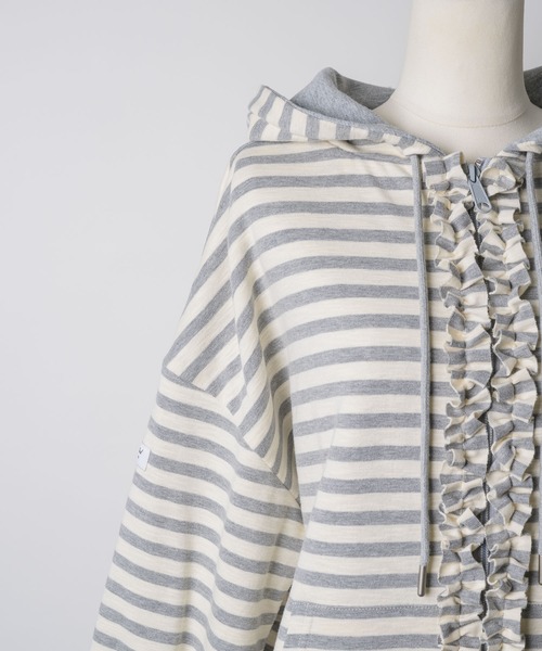 GIUNON（ジウノン）の「reversible drawstring zip hoodie / リバーシブルドロストジップフーディー（パーカー・レディース・グレー/ネイビー・FREE）」の9枚目の写真