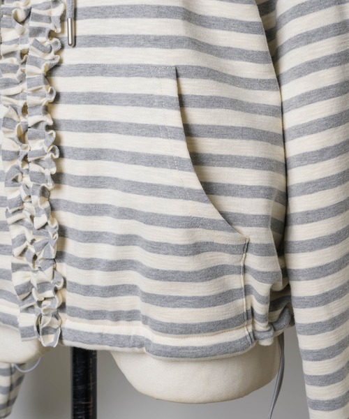 GIUNON（ジウノン）の「reversible drawstring zip hoodie / リバーシブルドロストジップフーディー（パーカー・レディース・グレー/ネイビー・FREE）」の12枚目の写真