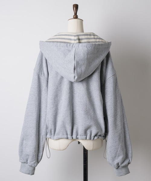 GIUNON（ジウノン）の「reversible drawstring zip hoodie / リバーシブルドロストジップフーディー（パーカー・レディース・グレー/ネイビー・FREE）」の19枚目の写真