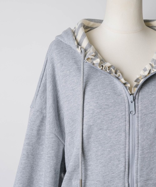 GIUNON（ジウノン）の「reversible drawstring zip hoodie / リバーシブルドロストジップフーディー（パーカー・レディース・グレー/ネイビー・FREE）」の21枚目の写真