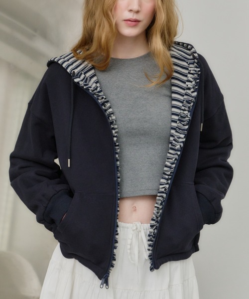 giunon リバーシブルドロストジップフーディー パーカー セール】reversible drawstring zip hoodie / リバーシブルドロスト