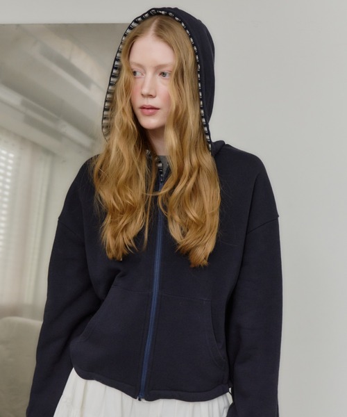 セール】reversible drawstring zip hoodie / リバーシブルドロスト