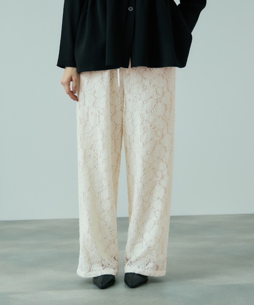 VICKY（ビッキー）の「ブラッシュレースイージーワイドパンツ≪手洗い可能≫（その他パンツ・レディース・オフホワイト/ブラック・M）」の9枚目の写真