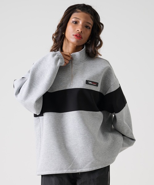 FUBU( フブ)の「FUBU フブ ブランド Tech Half Zip / テック ハーフ ジップ トレーナー(スウェット・メンズ・アッシュグレー/ブラック・XL/XXL/L)」の1枚目の写真